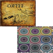 벨라 실리콘 식탁매트 2p 동그라미패턴 세트, 동그라미패턴, 커피, 385 x 285 mm, 두께 1mm