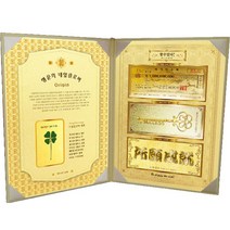 럭키심볼 행운의 네잎클로버 생화 + 황금지폐 3종 + 속지 2p + 금장 금펄케이스, 할수있다