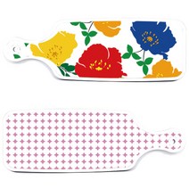 로엠디자인 국화블루화이트보드 서빙 도마 보드 2p 세트, 국화블루화이트보드, 원형패턴파스텔핑크, 1세트