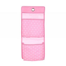 마켓감성 패브릭 도트 벽수납 보관함 2칸 핑크, 1개