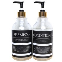 핸드팩토리 클래식 디스펜서 투명용기 샴푸 520ml + 컨디셔너 520ml + 골드캡 + 블랙라벨, 1세트