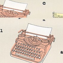 퀼팅트레져스 코튼 톡투미 타이프라이터 패브릭원단, 베이지