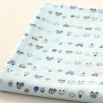 세븐베리 미니 붕붕 더블 거즈 패브릭 원단, 스카이