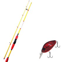 아피스 배스게임 XT 루어 낚싯대 옐로우 + 다미끼 디씨-200 하드 베이트 루어 55mm 307D RED CRAW, 1세트