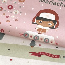 코튼린넨 러시안마리아치 배색 커트지 원단 110 x 65cm, 혼합 색상, 1개