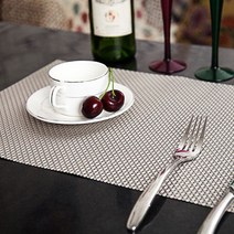 블럭마트 대나무느낌 식탁매트 5p, 실버, 45 x 30 cm