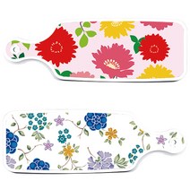 로엠디자인 서빙 도마 보드 2p 로맨틱 블루 floral 화이트 세트, 로맨틱 블루 floral 화이트, 국화 핑크 분홍, 1세트