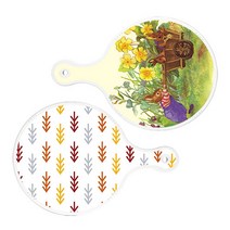 로엠디자인 서빙 원형 도마 보드 2p 카사로메오화단 세트, 카사로메오화단, 소나무화이트, 1세트