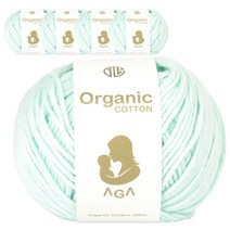 연일섬유 오가닉 코튼 아가 면 뜨개실 5p, 민트, 5개