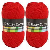 밀키코튼 블랙 면혼방 뜨개실 2p, 10 빨강