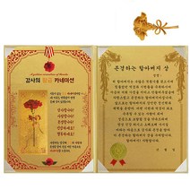 럭키심볼 황금 카네이션 감사장 + 24K 골드 카네이션 전자파 스티커, 1세트, 존경하는 할아버지 상