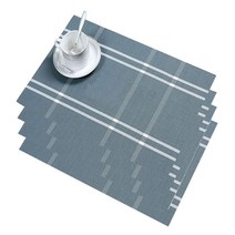 마켓감성 체크 식탁매트 4p, 블루, 45 x 30 cm