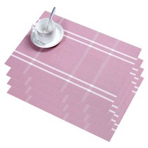 마켓감성 체크 식탁매트 4p, 핑크, 45 x 30 cm