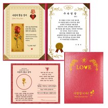 럭키심볼 사랑의 황금장미 감사장 구속영장 + 전자파 스티커 + 케이스, 1세트, 핑크 케이스