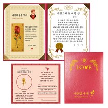 럭키심볼 사랑의 황금장미 감사장 사랑스러운 여친 상 + 전자파 스티커 + 케이스, 1세트, 핑크 케이스