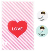 황씨네도시락 쿠키포장 하트봉투 핑크 30p + 스티커 왕관보이 30p, 1세트