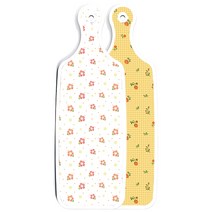 로엠디자인 양면 서빙도마 보드 치자색플라워체크, 훈색나팔꽃화이트, 1개