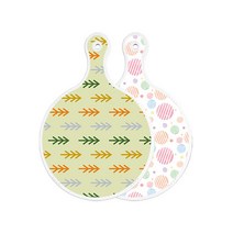 로엠디자인 양면 원형 서빙도마 보드 소나무치자색, 라인원형, 1개