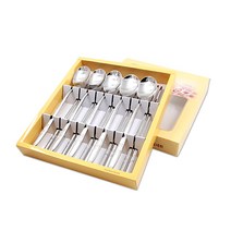 선비촌 실버 체리수저 5벌 세트, 1세트, 숟가락 5p + 젓가락 5p