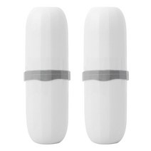 블럭마트 휴대용 2인용 칫솔치약 케이스, 화이트, 2개입