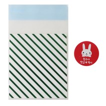 황씨네도시락 접착 스트라이프 봉투 그린 100p + 스티커 레드토끼 친구야 맛있게 먹어 100p, 1세트
