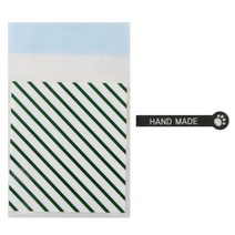 황씨네도시락 접착 스트라이프 봉투 그린 30p + 스티커 발바닥 핸드 메이드 블랙 30p, 1세트