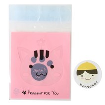 황씨네도시락 접착 애니멀 봉투 고양이 50p + 노랑 모자 보이 스티커 50p, 1세트