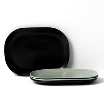 보울보울 레트로라인 오발플레이트L 28cm, 1세트, 미드나잇블랙 2p + 그린티라떼 2p