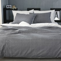 지베딩 케인체크 순면 30수 광목 이불커버 + 베개커버 세트