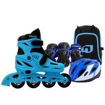 휠러스 아동용 에이스2 인라인스케이트   가방   보호대   헬멧 콤보 세트, 블루