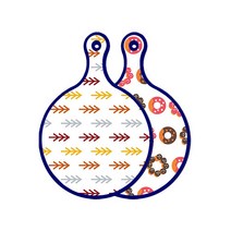 로엠디자인 블루에디션 양면 원형 서빙 도마 소나무화이트, 초코도넛, 1개