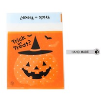 황씨네도시락 접착할로윈 호박모자 쿠키봉투 30p + 스티커발바닥 핸드메이드 화이트 30p, 1세트
