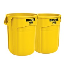 러버메이드 벤티드 브루트 컨테이너 휴지통 75L 2620, 노란색, 2개입