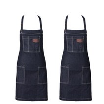 바이데코 데님 순면 워싱 단추 앞치마, 블랙, 2개입