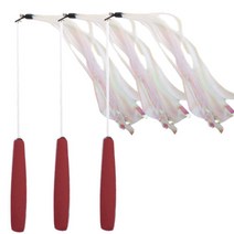 아이엠 고양이 파다닥 힐링 2단 낚시대 반짝이투명리본, Red, 3개입