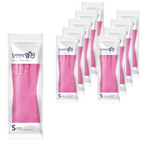 홈에디션 명진 바이리빙 고무장갑 소 S 20 x 31 cm, 핑크, 10개