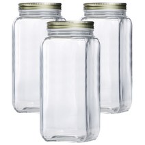 아트웨어 글라스 사각 캐니스터 유리저장병, 2000ml, 3개입