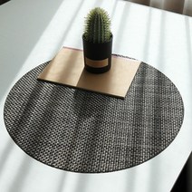 모리스벤암펠 멜로우스페이스 Green PVC 테이블 식탁 매트 TC-J26, 골드블랙 원형, 38 x 38 cm