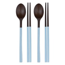 니코트 투톤컬러 수저 2인세트 블루, 1세트, 숟가락 2p + 젓가락 2p