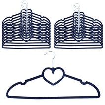 데코즈인 벨벳 하트 옷걸이, 네이비, 20개입