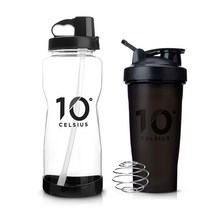 10도씨 빨대물통 2000ml + 블렌딩 쉐이커 600ml, 블랙
