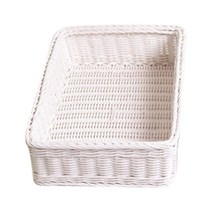 꾸미까 라탄 코어 직사각 바스켓 대, 화이트, 1개