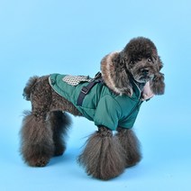 퍼피아 반려동물 벨라미 하네스 패딩 점퍼, 카키