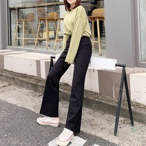 오키진 여성용 마법 기모 스판 속밴딩 부츠컷 슬랙스