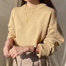 아모르데이 여성용 티오 루즈핏 데일리 라운드넥 스웨터