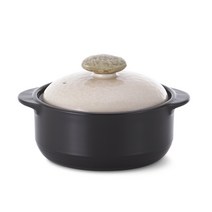 네오플램 프리미엄 평굽뚝배기 키즐스톤 검회색 + 도자기 뚜껑 세트, 16cm, 1세트