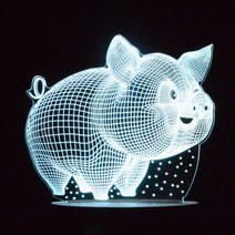 홈마인 LED 3D 무드등 E type 동물 1 시리즈, E06 돼지