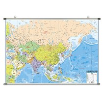 지도닷컴 족자형 아시아 지도 소 110 x 78 cm + 족자 걸이 + 세계지도 세트, 1세트