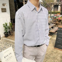 머시따 남성용 루즈핏 스트라이프 엠보셔츠