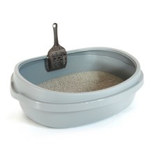 푸르미 고양이 평판 화장실 + 모래삽, 라이트그레이